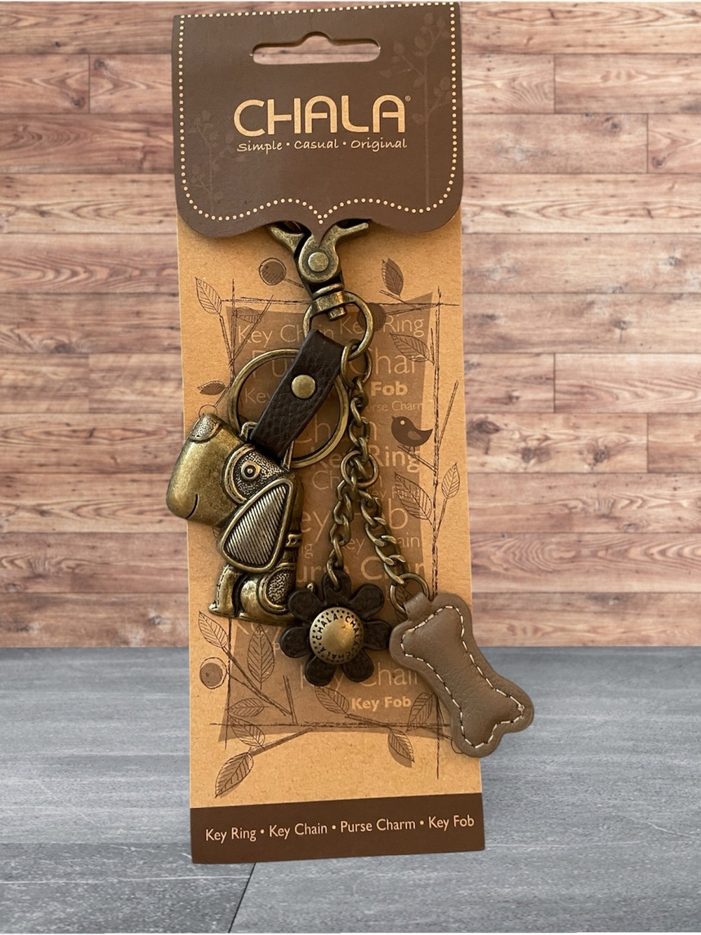 Chala Brass Tone Dog Bag Charm NWT